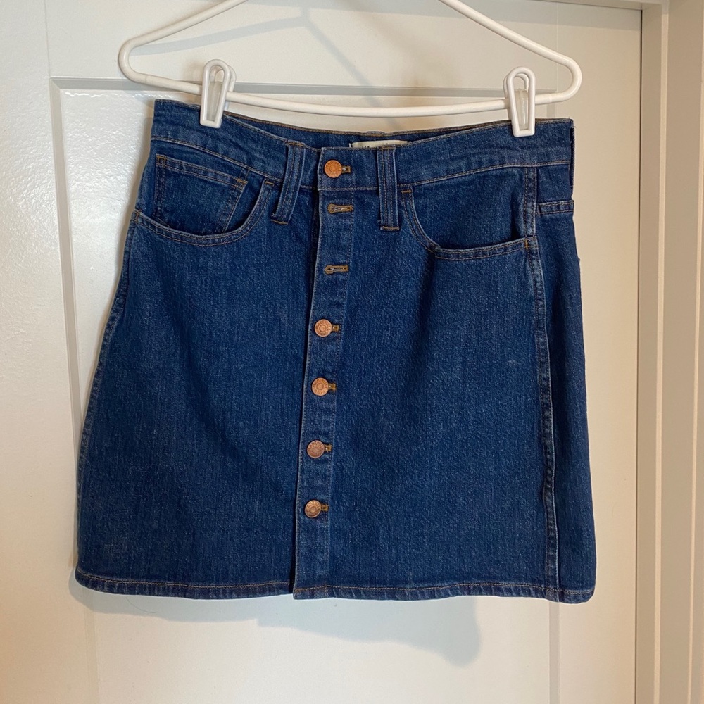Madewell Stretch Denim Mini Button Up Skirt